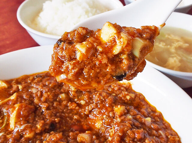 ボリューム満点！挽肉たっぷり麻婆豆腐ランチ♪