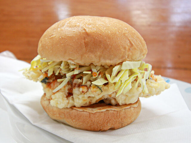 サクふわプリ♪天然海老のかき揚げバーガー☆
