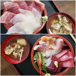 店内で丼ものを...