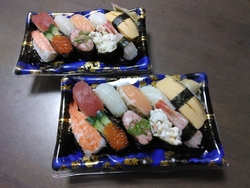初めて、お寿司...