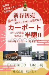 カーポート初売り半額セール開始!